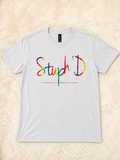 Stuph 'D Rainbow Signature Tee - white tee with colorful tie-dye style logo