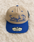 Stuph 'D Beignets & Burgers khaki and royal blue Cambridge snapback hat